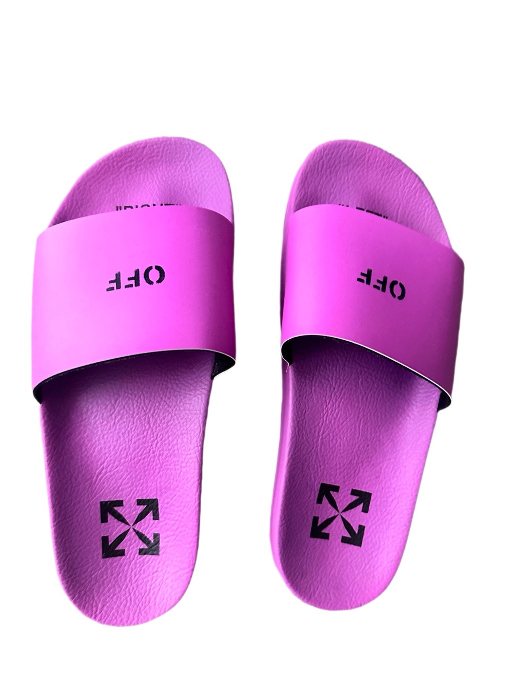 Off-White Printed Pool Slider in Fuchsia Size 39/8 - Picture 2 of 5